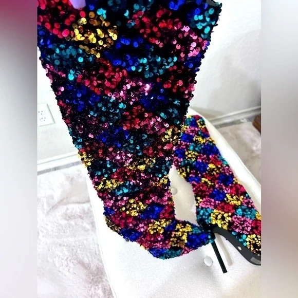 New Azalea Wang, Jimena Multi Stiletto Boot, Size 7.5 - Picture 6 of 8